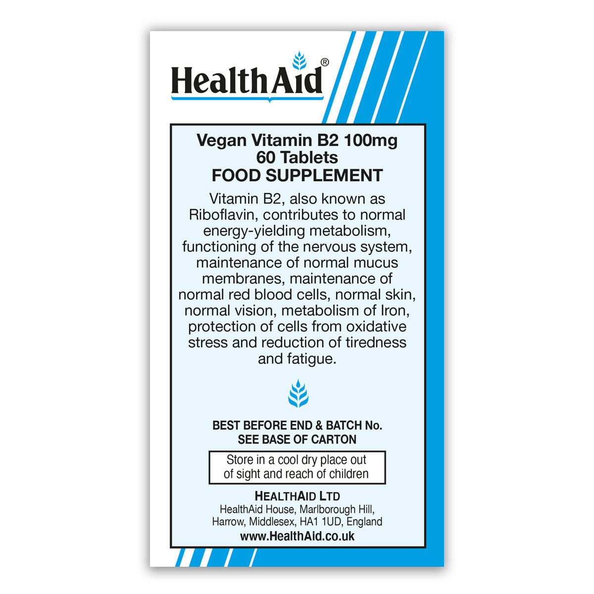 Vitamin B2 100mg (Riboflavin) Tablets