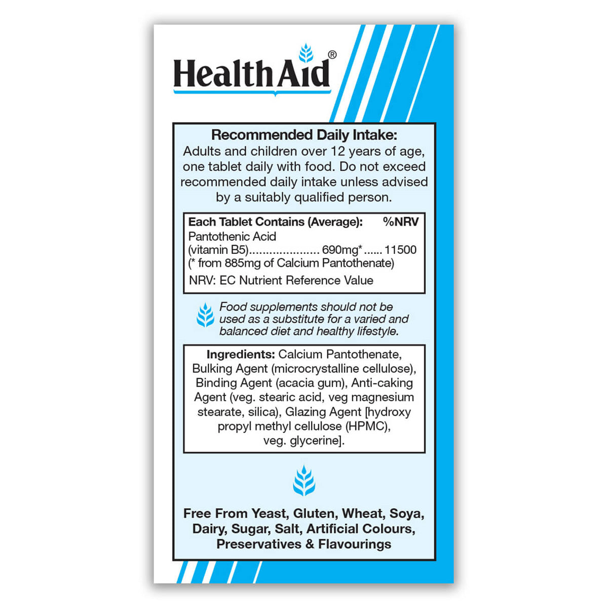 Vitamin B5 690mg (Calcium Pantothenate) Tablets
