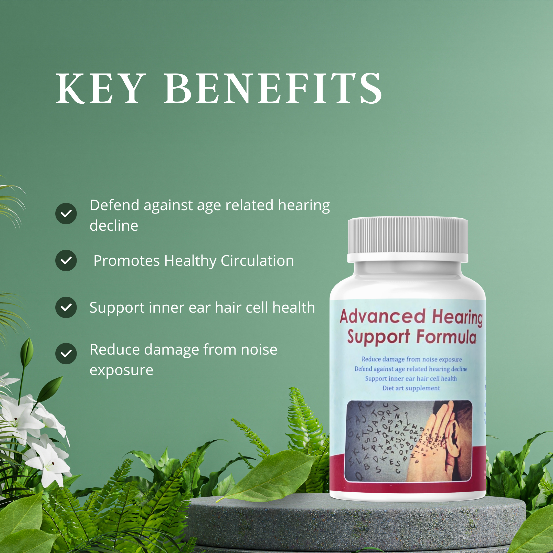 Advance Hearing Support Formula 120 Tablets (Provides nutrients to support auditory Nerve function)