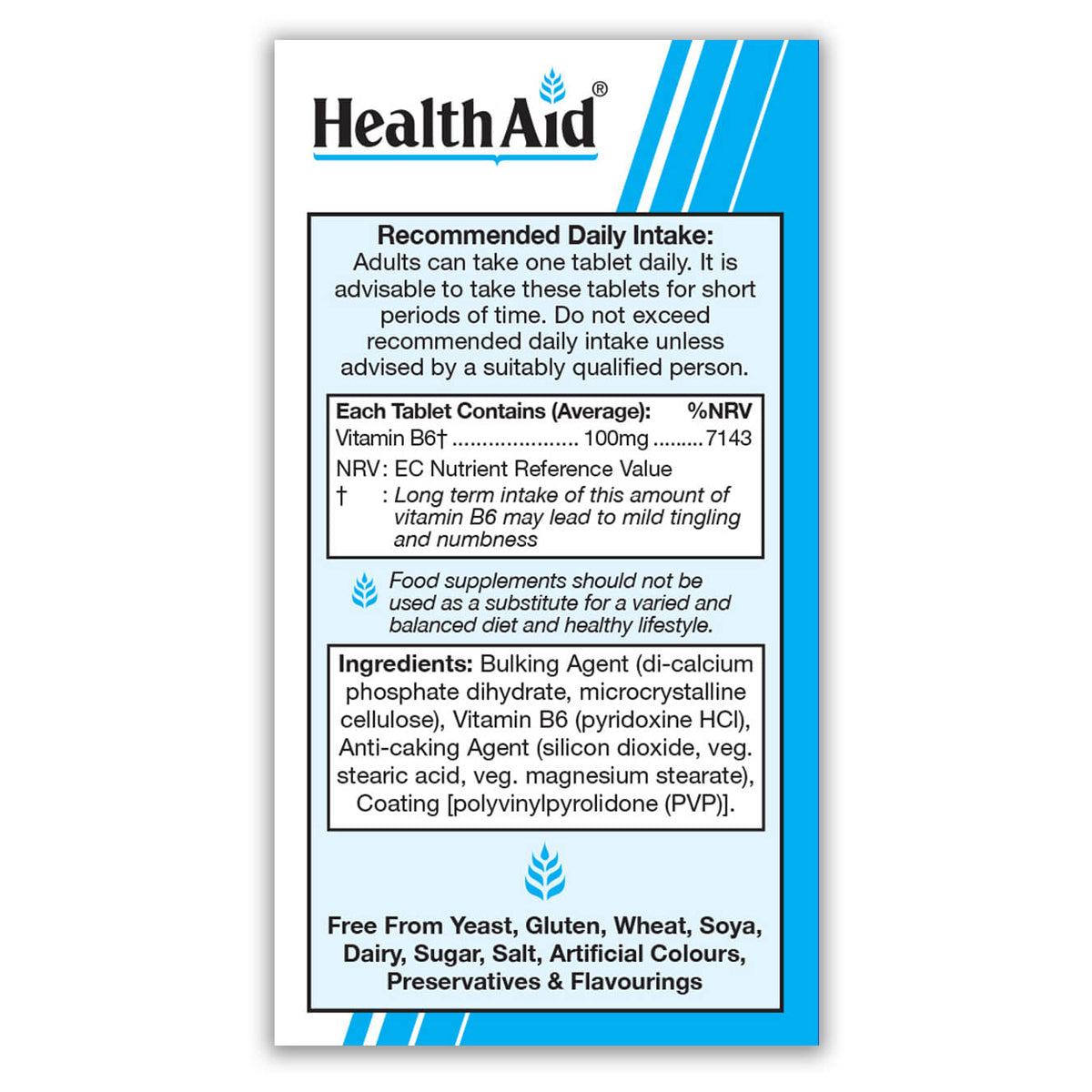 Vitamin B6 (Pyridoxine HCl) 100mg Tablets