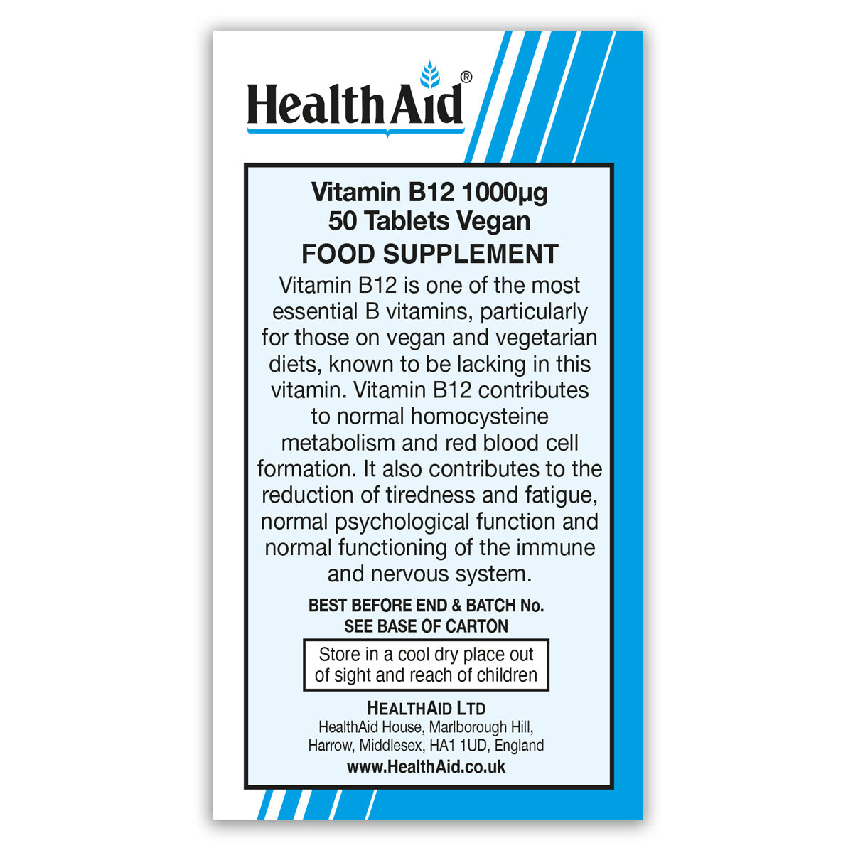 Vitamin B12 (Cyanocobalamin) 1000µg Tablets
