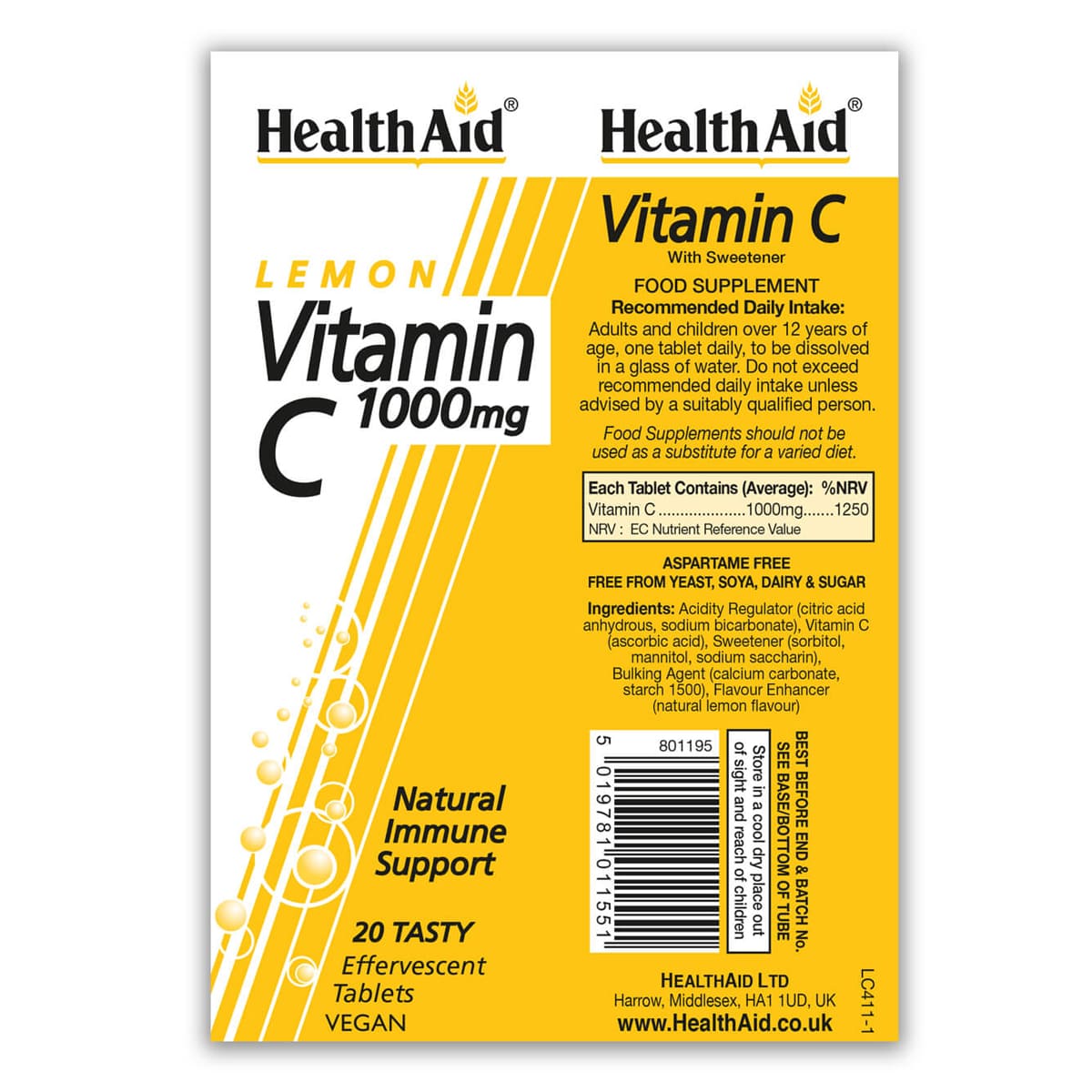Vitamin C 1000mg - Effervescent (Lemon Flavour) Tablets